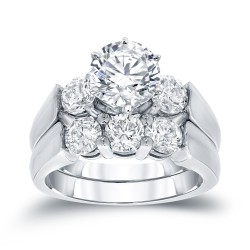 White Gold 2ct TDW Certified Round-cut Diamond Bridal Ring Set - Handcrafted By Name My Rings™