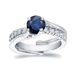 White Gold 3/5ct Blue Sapphire and 2/5ct TDW Diamond Insert Bridal Ring Set - Handcrafted By Name My Rings™
