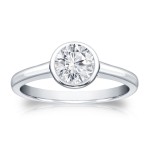 Gold 1/2ct TDW Round Diamond Solitaire Bezel Engagement Ring - Handcrafted By Name My Rings™