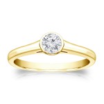 Gold 1/4ct TDW Round Diamond Solitaire Engagement Ring - Handcrafted By Name My Rings™