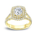 Gold 2 1/4ct TDW Certified Cushion Cut Diamond Engagement Ring - Handcrafted By Name My Rings™
