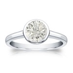 Gold 3/4ct TDW Round Diamond Solitaire Bezel Engagement Ring - Handcrafted By Name My Rings™
