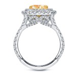Two-tone Gold 4 1/5ct TDW Certified Cushion-cut Double Halo Fancy Yellow Diamond Engagement Ring - Handcrafted By Name My Rings™