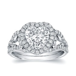 White Gold 1 7/8ct TDW Certified Heart-Shaped Diamond Engagement Ring - Handcrafted By Name My Rings™