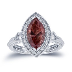 White Gold 2ct TDW Pink Diamond Marquise Ring - Handcrafted By Name My Rings™