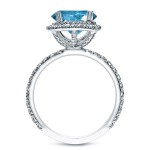 White Gold 3ct TDW Cushion-Cut Blue Diamond Halo Engagement Ring - Handcrafted By Name My Rings™