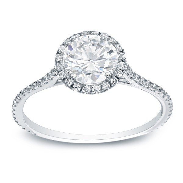 Platinum 1 1/2ct TDW Certified Round-Cut Diamond Halo Engagement Ring - Handcrafted By Name My Rings™