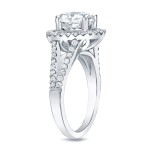 Platinum 1 3/4ct TDW Certified Round Cut Diamond Halo Engagement Ring - Handcrafted By Name My Rings™