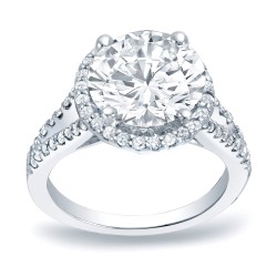 Platinum 1 3/4ct TDW Certified Round Cut Diamond Halo Engagement Ring - Handcrafted By Name My Rings™