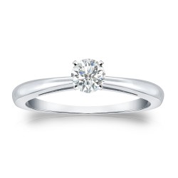 Platinum 1/4ct TDW Round-cut Diamond Solitaire Engagement Ring - Handcrafted By Name My Rings™