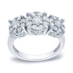Platinum 1ct TDW Diamond Cluster Engagement Ring - Handcrafted By Name My Rings™