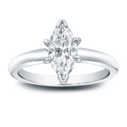 Platinum 1ct TDW Marquise Diamond Solitaire Engagement Ring - Handcrafted By Name My Rings™