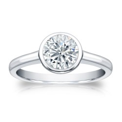 Platinum 1ct TDW Round-cut Diamond Bezel Solitaire Engagement Ring - Handcrafted By Name My Rings™