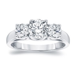 Platinum 2ct TDW Round Diamond 3-Stone Engagement Ring - Handcrafted By Name My Rings™