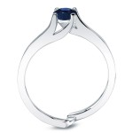 Platinum 3/5ct Blue Sapphire and 2/5ct TDW Round Cut Diamond Bridal Ring Set - Handcrafted By Name My Rings™