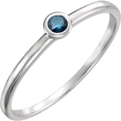 Women's Gold 0.03ct TDW Prong Round Blue Diamond Solitaire Ring - Handcrafted By Name My Rings™