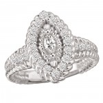 White Gold 3/4ct TDW Marquise Halo Vintage Style Diamond Ring - Handcrafted By Name My Rings™