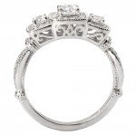 White Gold 3/4ct Three-stone Milgrain Detail Engagement Ring - Handcrafted By Name My Rings™