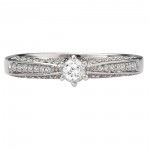 White Gold 3/8ct TDW Milgrain Detailed Round Brilliant Diamond Ring - Handcrafted By Name My Rings™