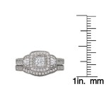 White Gold 5/7ct TDW Princess Halo Vintage Diamond Bridal Set - Handcrafted By Name My Rings™