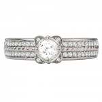 White Gold 5/8ct TDW Flower Diamond Engagement Ring - Handcrafted By Name My Rings™