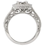 Sterling Silver 1/10ct TDW Round Halo Vintage Diamond Engagement Ring - Handcrafted By Name My Rings™