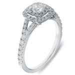 White Gold 1ct TDW Cushion Diamond Double Halo Engagement Ring - Handcrafted By Name My Rings™