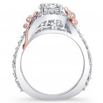 Rose and White Gold Floral Diamond Engagement Ring - Handcrafted By Name My Rings™