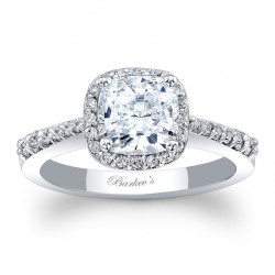 White Gold 1 1/10ct TDW Cushion Halo Engagement Ring - Handcrafted By Name My Rings™