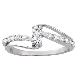 White Gold 2/5ct TDW Diamond 2-Stone Anniversary Ring - Handcrafted By Name My Rings™