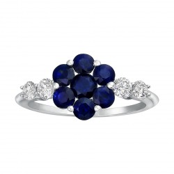 White Gold Blue Sapphire and 2/5ct Diamond Engagement Ring - Handcrafted By Name My Rings™