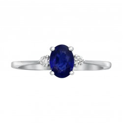 White Gold Oval Shape Vivid Blue Sapphire and Diamond Engagement Ring - Handcrafted By Name My Rings™