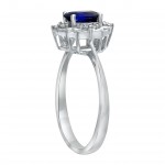 White Gold Vivid Blue Oval Sapphire and 1/10ct Diamond Engagement Ring - Handcrafted By Name My Rings™
