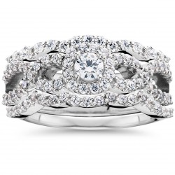 Bliss White Gold 1 1/0ct TDW Diamond Bridal Engagement Ring Set - Handcrafted By Name My Rings™
