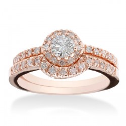 Bliss Rose Gold 1/2ct TDW Diamond Morganite Engagement Ring Set - Handcrafted By Name My Rings™