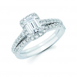 Diamonds White Gold 1 1/3ct TDW Emerald-cut Diamond Bridal Ring Set - Handcrafted By Name My Rings™