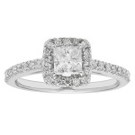 Diamonds White Gold 1.33ct TDW Diamond Princess Halo Wedding Engagement Bridal Ring Set - Handcrafted By Name My Rings™