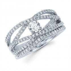 Diamonds White Gold 1/4ct TDW Diamond Open Multi-row Bridal Ring Set - Handcrafted By Name My Rings™