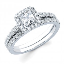 Diamonds White Gold 1ct TDW Princess-cut Diamond Bridal Set - Handcrafted By Name My Rings™