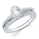 Diamonds White Gold 5/8ct TDW Diamond Halo Bridal Set - Handcrafted By Name My Rings™