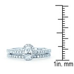 Diamonds White Gold 5/8ct TDW Diamond Halo Bridal Set - Handcrafted By Name My Rings™
