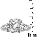 White Gold 3/ 4ct TDW Diamond Halo Engagement Ring - Handcrafted By Name My Rings™