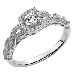 White Gold 3/ 8ct TDW Diamond Halo Engagement Ring - Handcrafted By Name My Rings™