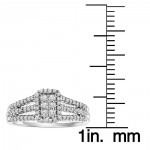 Sterling Silver 1/3ct TDW Emerald Three Row Diamond Ring - Handcrafted By Name My Rings™