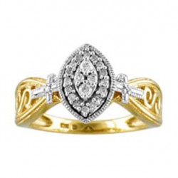 Two-tone Gold 1/ 6ct TDW Diamond Marquise Halo Engagement Ring - Handcrafted By Name My Rings™