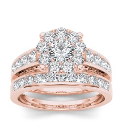 Gold 1 1/2ct TDW Diamond Engagement Ring Set - Handcrafted By Name My Rings™