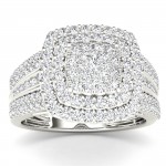 Gold 1ct TDW Diamond Cluster Halo Engagement Ring - Handcrafted By Name My Rings™