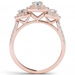 Gold 1ct TDW Diamond Halo 3-stone Engagement Ring - Handcrafted By Name My Rings™