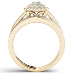 Gold 7/8ct TDW Diamond Double Halo Engagement Ring Set - Handcrafted By Name My Rings™