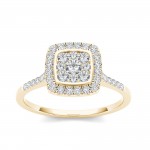 Gold TDW 1/2ct Diamond Halo Engagement Ring - Handcrafted By Name My Rings™